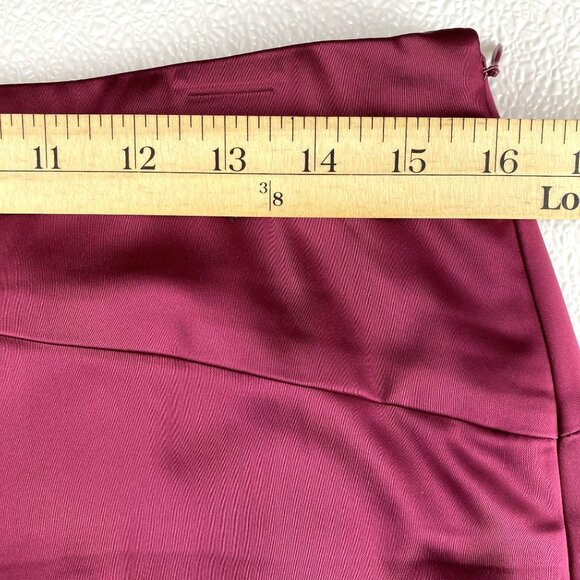 WHBM Womens Size 8 Burgundy Old Money Classic Ruched Formal Preppy Pencil Skirt - Picture 9 of 14